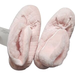 Women's Pink Quilted Slippers Boot Style Med